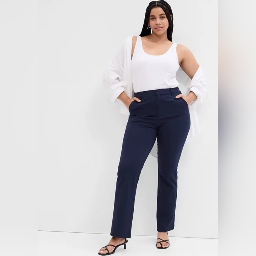GAP High Rise Kick Fit Navy Blue Stretch Pants Size 12 RT$70 NWT Work Casual